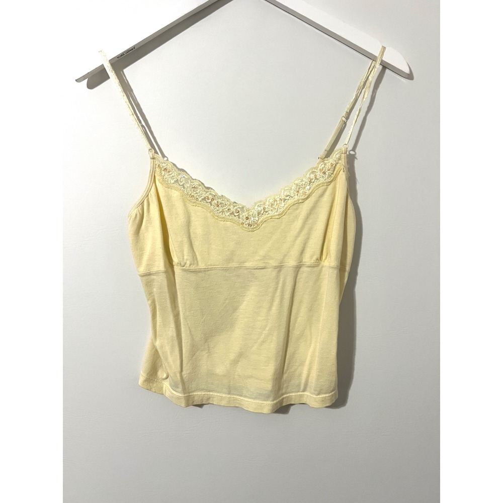 AEROPOSTALE Yellow Cami Tank‎ Top Excellent Lace Trim Y2K Coquette Camisole M